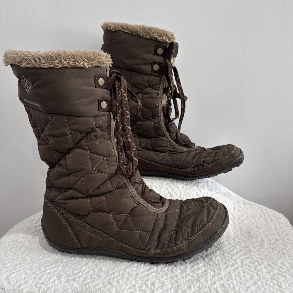 Columbia  Mid Brown Quilted Waterproof Insulated 200 g Faux Fur Snow Boots 9.5